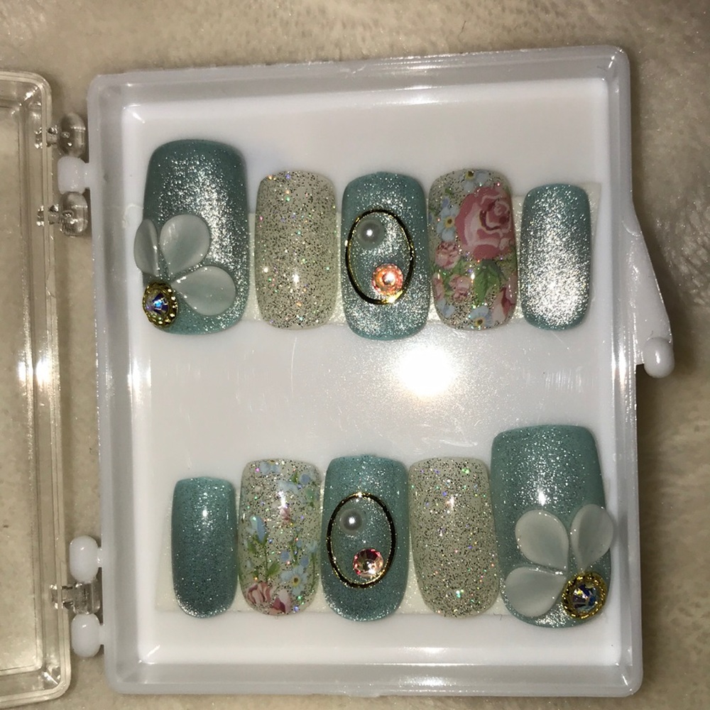 Blue Korean Inspired Press on nails